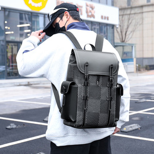 Cross Border Unisex Laptop <b>Backpack</b> Large Capacity PU Plaid Design Breathable Detachable Strap Leisure Travel Spring 2026 - Product Image 3
