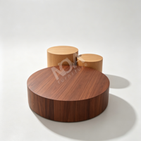Ensemble de tables basses cylindriques rondes en MDF avec placage en bois de frêne, tables d'appoint gigognes pour salon