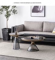 Table Basse Ronde en Verre Miroir Fantaisie, Durable et de Haute Qualité, pour Service à Thé, Vente en Gros à Prix Abordable