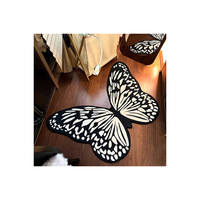 Tapis décoratif en forme de papillon, antidérapant, pliable, pour chevet, tapis décoratif irrégulier pour baie vitrée, résistant aux taches et lavable