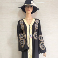 Nouvelle Robe Kimono Caftan Maxi Ample à Col en V avec Ceinture Élégante Ornée de Strass pour Femme