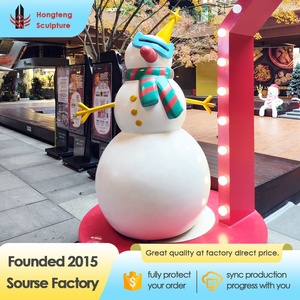 Scultura di pupazzo di neve dipinta a mano in resina di fibra di vetro per decorazioni natalizie da esterno per centri commerciali, giardini, piazze e aree pubbliche - Product Image 2