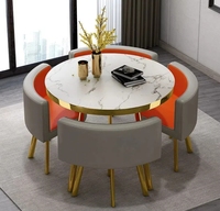 Ensemble de table de restaurant moderne et simple pour café, table ronde d'intérieur avec quatre chaises, ensemble de table à manger moderne