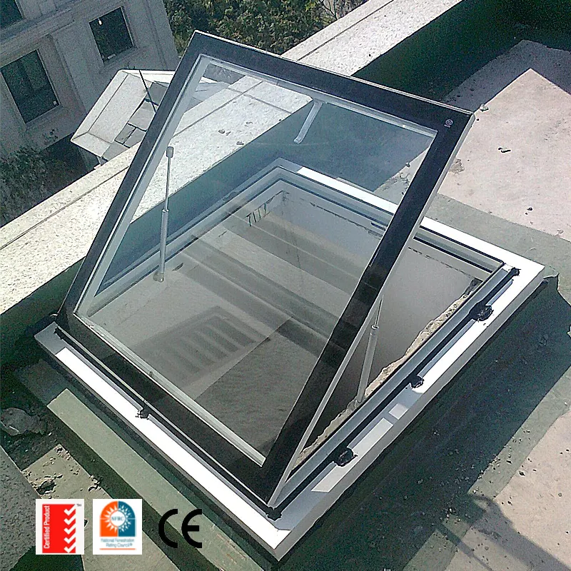 Clarabóia alumínio liga fixo telhado clarabóia janela vidro clarabóia impermeável