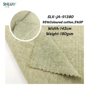 Green natural yarn dyed fabric knitted 180gsm jacquard braid green coloured cotton fabric for coat