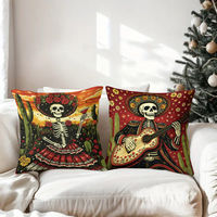 Ensemble de quatre coussins décoratifs squelettes Jour des Morts