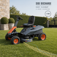Tondeuse autoportée électrique pour jardin et estate avec système à double lame, hauteur de coupe réglable de 35 à 115 mm et plateau de 960 mm