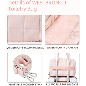 Grande trousse de maquillage matelassée pour accessoires essentiels, sac de toilette de voyage avec organisateur de bijoux - Product Image 5