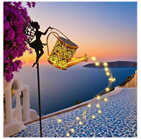 Lampe solaire d'extérieur moderne Angel pour cour, en fer forgé, avec crochet de berger, objet décoratif, fontaine murale, décoration intérieure