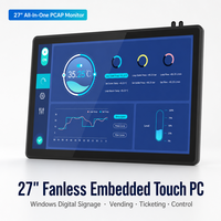 Moniteur tactile tout-en-un 27 pouces sans ventilateur, intégré Windows, pour affichage numérique, machine de vente et de billetterie, contrôle.