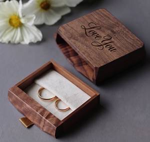 Solid Walnut Wooden Wedding <b>Ring</b> <b>Storage</b> Box <b>Ring</b> Holder for Engagement Ceremony Elegant Jewelry Gift Box - Product Image 4