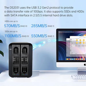 हुडब्लू ds2031 10Gbps usb3.2 दोहरे बे हार्ड ड्राइव छापेमारी-2.5 "/3.5" सैटा/एसएसडी-छापा - Product Image 4
