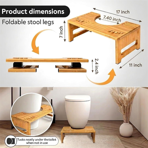 Tabouret de toilette pliable <span class=keywords><strong>en</strong></span> bambou à prix abordable, marchepied <span class=keywords><strong>en</strong></span> <span class=keywords><strong>bois</strong></span> pour enfants pour une meilleure posture à la toilette - Product Image 3
