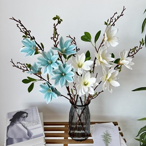 Flores Queyiyi, Magnolia Artificial Impresa en 3D, Tallo Único, 6 Cabezas, Hechas a Mano en Seda, Decoración para el Hogar - Product Image 2