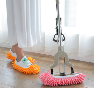 Pantoufles de nettoyage de la poussière de sol en <span class=keywords><strong>microfibre</strong></span> Nettoyage à domicile Pantoufles de vadrouille en chenille réutilisables - Product Image 2