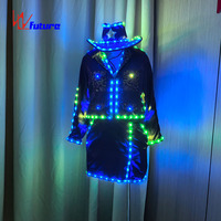 Vêtements de cow-boy à lumière LED Costume de danse personnalisé Costume de scène de contrôle Costumes de danse pour fille