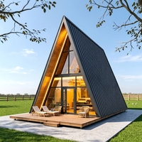 Pequeña Cabaña con Estructura Triangular de Acero, Verificación de Calidad Rigurosa, Diseño Adaptado a la Climatología para Alojamiento en Patio de Hotel