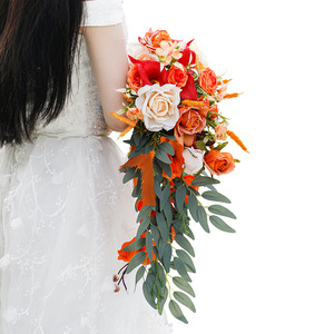 Bouquet de mariée de luxe fleurs de Style romantique exotique boîte d'emballage de qualité en mousse PE et tissu PU de haute qualité pour les mariages en intérieur - Product Image 4