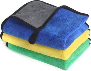 Serviette de nettoyage automobile professionnelle en microfibre polaire corail, super absorbante, séchage rapide, douce, double couche, épaisse, vente en gros - Product Image 2