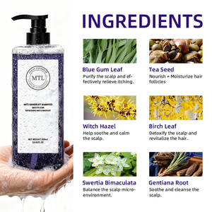 Shampooing Antichute Naturel aux Herbes 500ml – Vente en Gros – Purifie le Cuir Chevelu Gras – Soulagement Professionnel pour Cheveux Secs, Démangeaisons et Desquamation – Soin Capillaire – Marque Privée OEM - Product Image 3