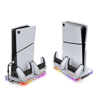 Lumières RVB et interrupteur tactile Station de charge de refroidissement multifonctionnelle conçue pour la console PS5 et la console PS5 Slim