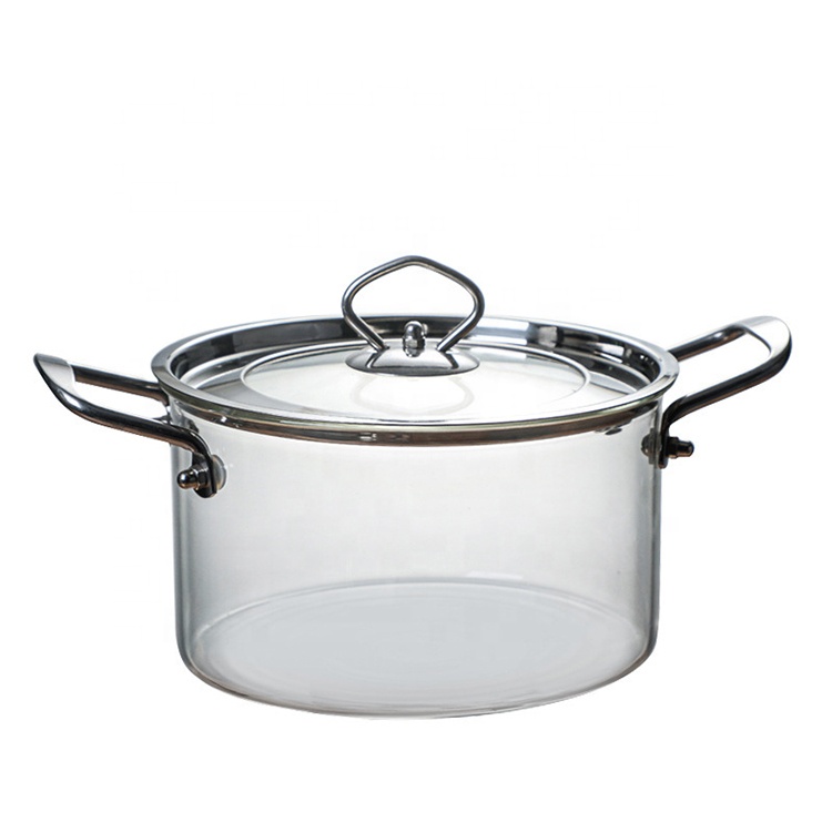 Soup   stock pots 1.3L 2.3L 3.5L clear glass cookware set cooking pot with steel handle