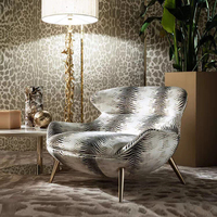 Fauteuil individuel de luxe italien au design créatif, pour villa, salon de luxe, avec pieds en métal à imprimé léopard, chaise de loisirs