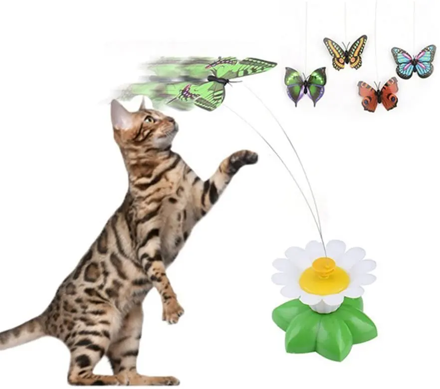 Penjualan Laris Mainan Kucing Otomatis Hewan Peliharaan Bunga Terbang Di Sekitar Bunga