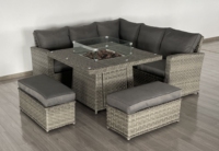 Ensemble de canapés en rotin moderne avec foyer - Table de jardin d'extérieur et mobilier de patio, design contemporain