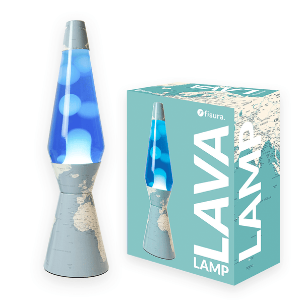 Fisura Italian Liquid Blue White Glass Lava Round Bullet Lamp 16.5 in Height Modern Minimalist Design for Desk/Table Use