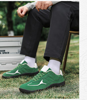 Scarpe Casual da Passeggio in Pelle Scamosciata Verde per Adulti, Punta Larga, Antiscivolo, Suola Flessibile, Traspiranti