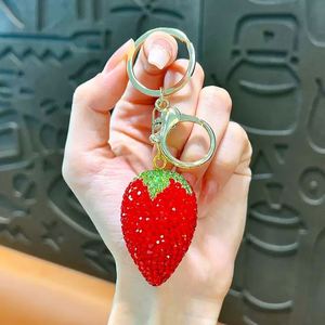 2025 Newest Diamond-Studded Strawberry Keychain - Gold Plated Fashion Bag Charm, Cute Car <b>Key</b> <b>Accessory</b> for Women - Product Image 5