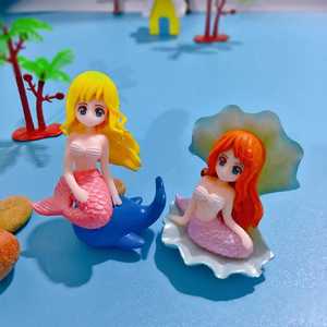 Figura en miniatura de sirena, decoración de plástico para acuario, adorno artesanal para pecera, figurita decorativa - Product Image 1
