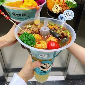 Dùng Một Lần Rõ Ràng Takeaway Nhựa PP Nước Trái Cây Soda Bong Bóng Trà Sữa Uống <span class=keywords><strong>Cup</strong></span> Với Gói Thực Phẩm Snack Bát Và Rơm - Product Image 3
