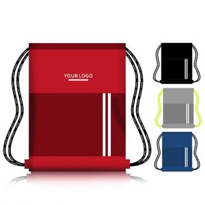 Colorful 290D Lightweight Drawstring Backpack Stripe Accent Polyester Sack Pack Corporate Wellness Program Promotional Gift <b>Bag</b> - Product Image 1