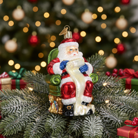 Fournisseur d'ornements de Noël en verre soufflé à la main, liste de contrôle du Père Noël pour l'arbre de Noël, boules de Noël en verre écologiques