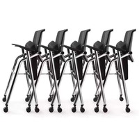Chaise de conférence en maille noire avec tablette d'écriture, siège ergonomique pour salle de réunion, bureau et formation