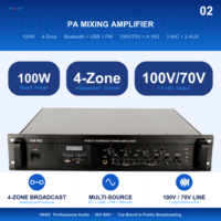 Amplificateur de sonorisation PA métallique 100W HG-A3100 4 zones avec USB FM pour audio haute résolution à distance pour système de diffusion publique scolaire
