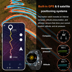 SENBONO G100 라운드 스포츠 <span class=keywords><strong>GPS</strong></span> 고도 기압계 가이드 5ATM 방수 BT 전화 야외 남성 SmartWatch 큰 스마트 시계 - Product Image 6