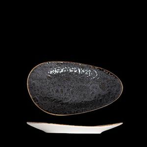 Piatto Piatto Astratto 26x15 cm in Ceramica Marrone Luna per Servire - Product Image 2