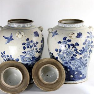 Vecchio design decorazione per la casa blu chiaro e bianco barattolo di zenzero in ceramica antico vaso stampo decorazione cucina - Product Image 2