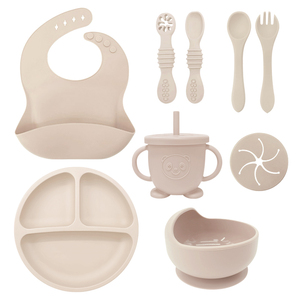 Ensembles de vaisselle pour bébé personnalisés, boîte cadeau pour nouveau-né avec cuillère, fourchette, assiette et bavoir, 4 couleurs - Product Image 6