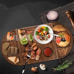 Plateau de service en bois massif multifonctionnel pour fromage, steak, dessert, pour usage domestique ou en restaurant, finition laquée - Product Image 1