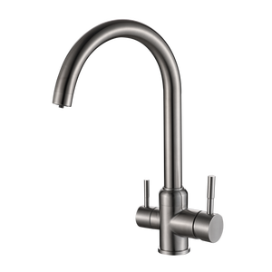 Grifo de Cocina de Lujo en Latón Dorado con Purificador de Agua, Doble Manija, Núcleo Cerámico, Acabado Pulido, Montaje en Encimera, Un Solo Orificio 1753, Agua Potable Limpia - Product Image 4
