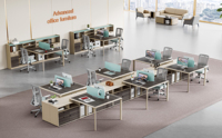 Espace de rangement moderne et attrayant au design unique Cloisons de bureau modulaires Mfc Table du personnel d'ordinateur de bureau