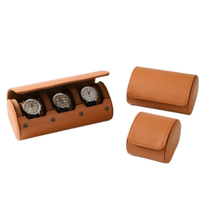 Étui de voyage cylindrique pour montres, boîte de rangement pour montres en cuir PU, support pour montres avec doublure intérieure souple, cadeau pour homme - Product Image 1