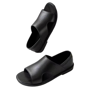 Sandales plates confortables pour hommes, à enfiler, respirantes, chaussures de plage, semelle intérieure en PVC antidérapante, surface douce résistante à l'usure, ouvertes - Product Image 1