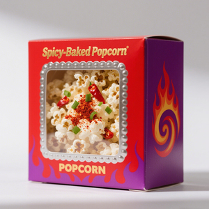 Boîte à popcorn pour collations riches en protéines, emballage de carton alimentaire biodégradable et durable avec dossiers en relief pour la vente au détail - Product Image 1
