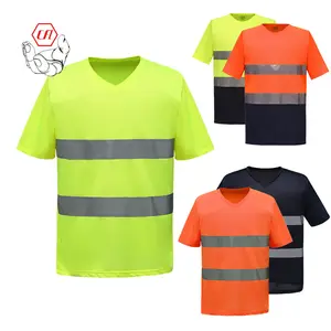 Hi Vis t恤ANSI 3级反光安全橙色短袖高能见度网眼透气衬衫