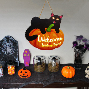 Nuovo Halloween pumpkin cat home decorazione da parete in legno elenco benvenuto <span class=keywords><strong>woodblock</strong></span> prints - Product Image 2